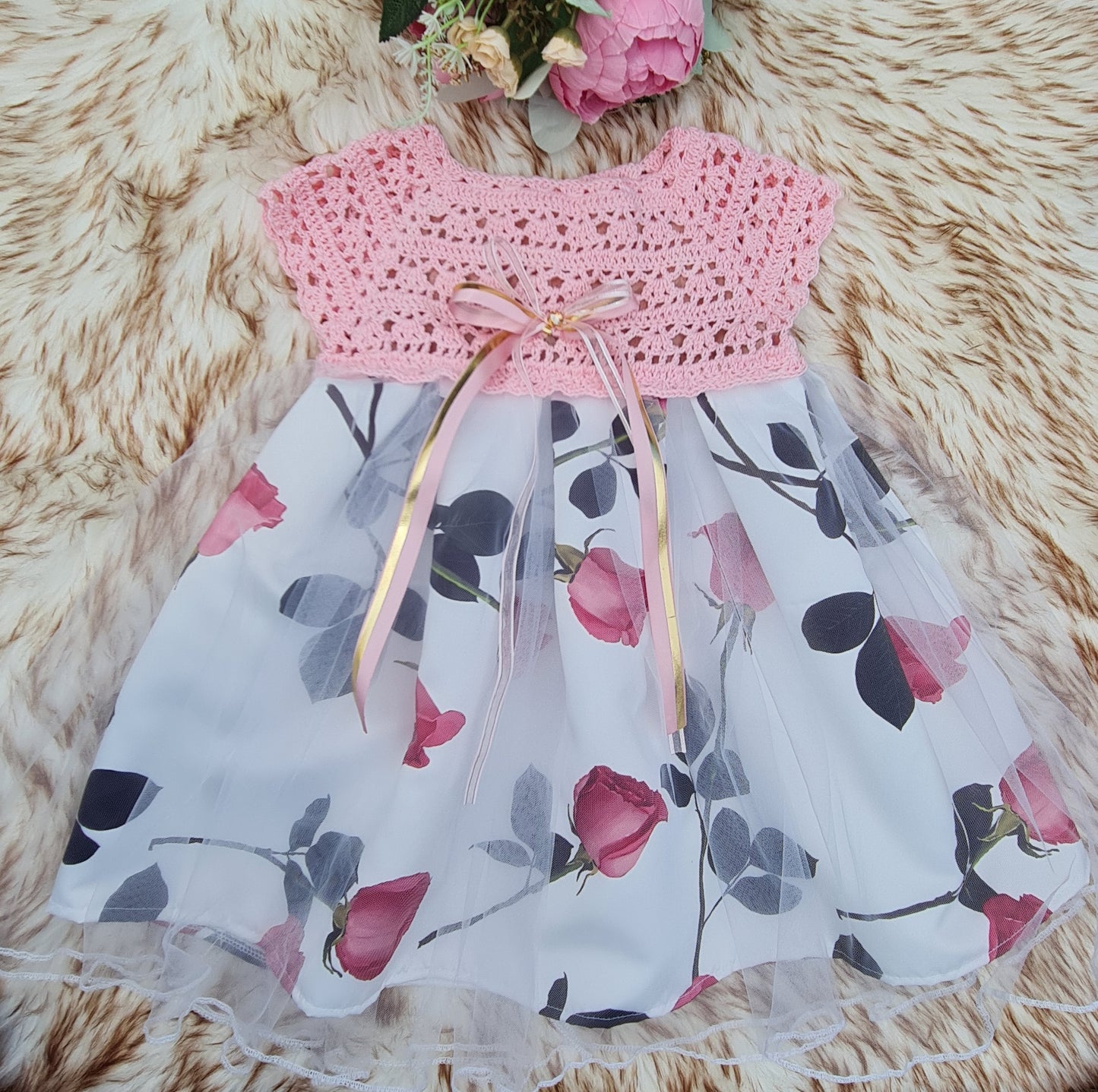Crochet rose dress
