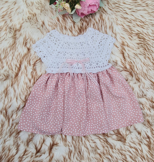 Dusty pink crochet dress