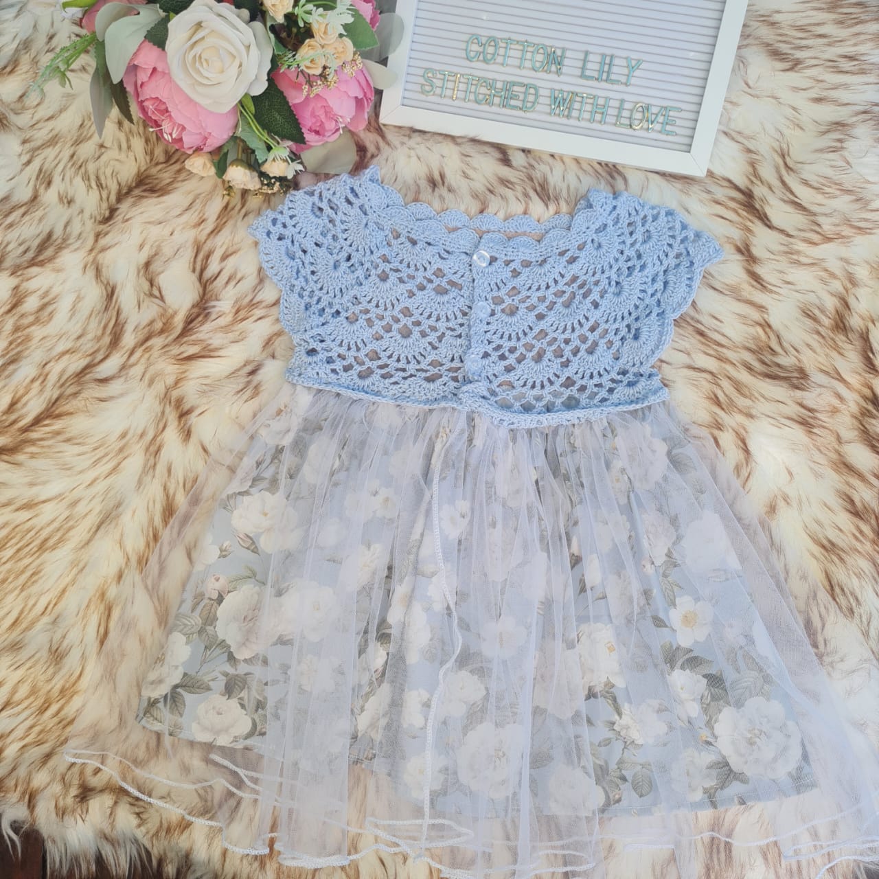 Blue crochet dress