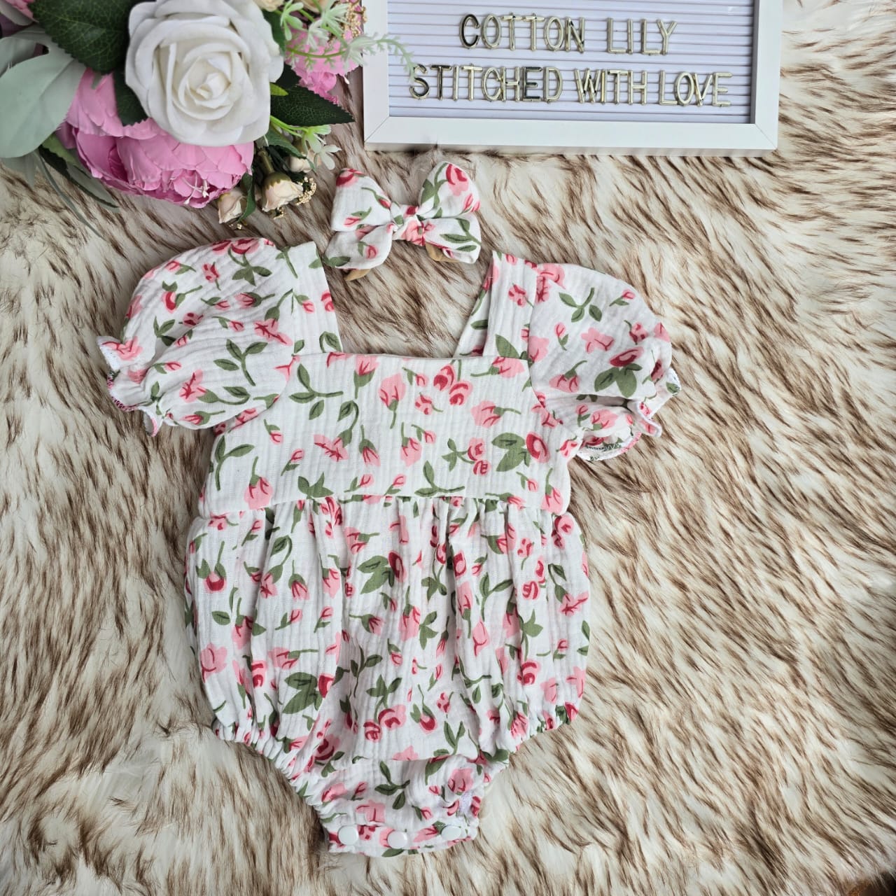Ditsy muslin romper