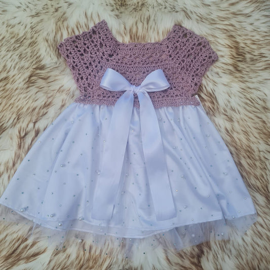 Dusty purple crochet dress 6-12 months