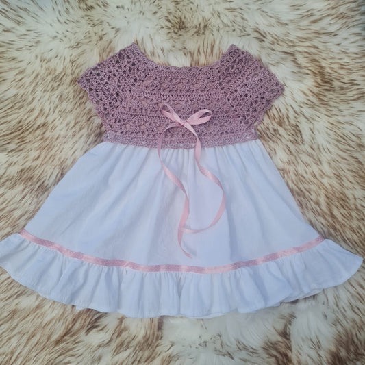 Dusty purple crochet dress 12 - 18 months