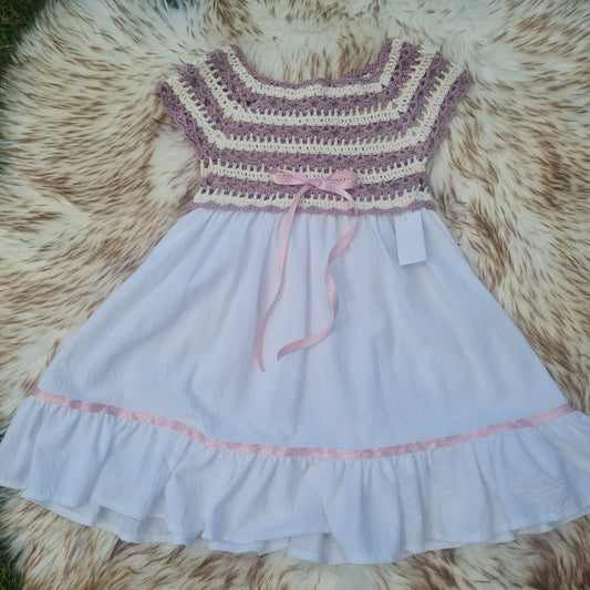 Dusty purple Crochet dress 4 - 5 years