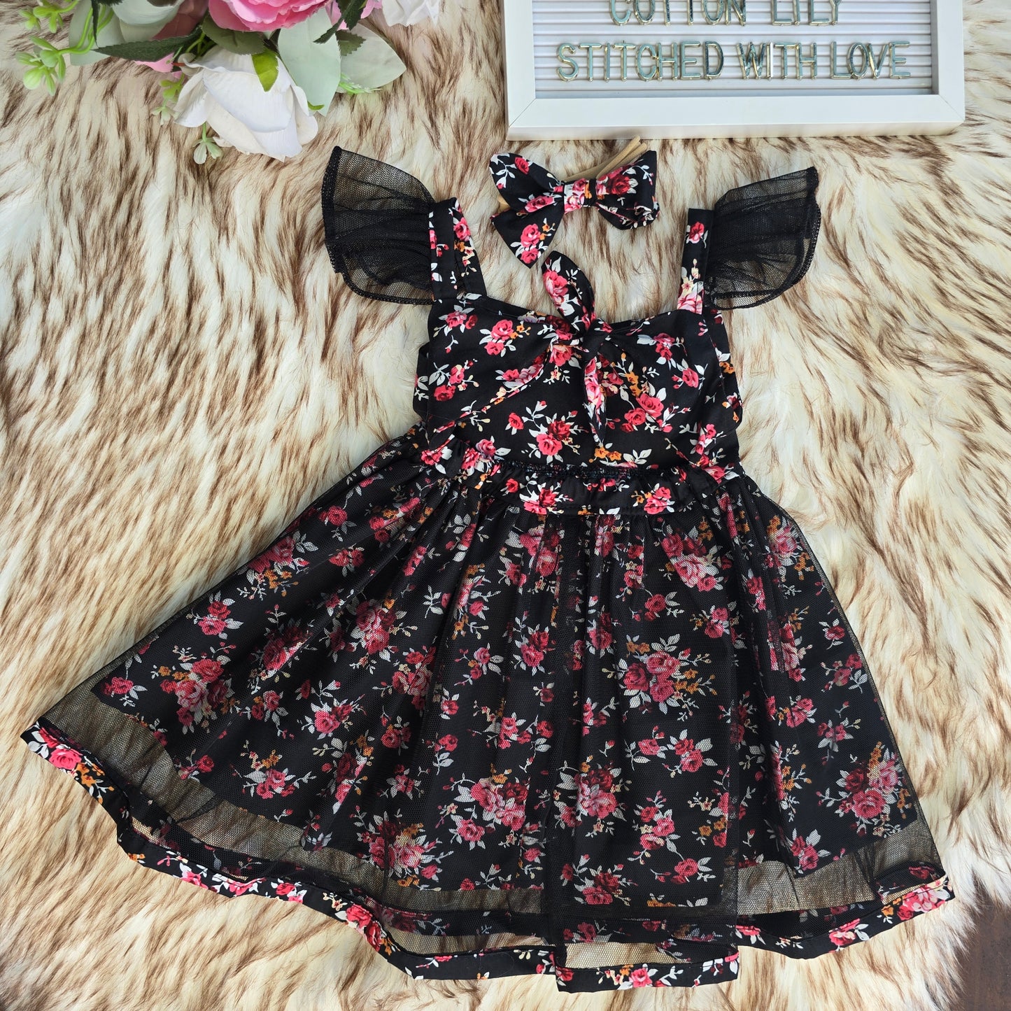 Tie back tulle dress