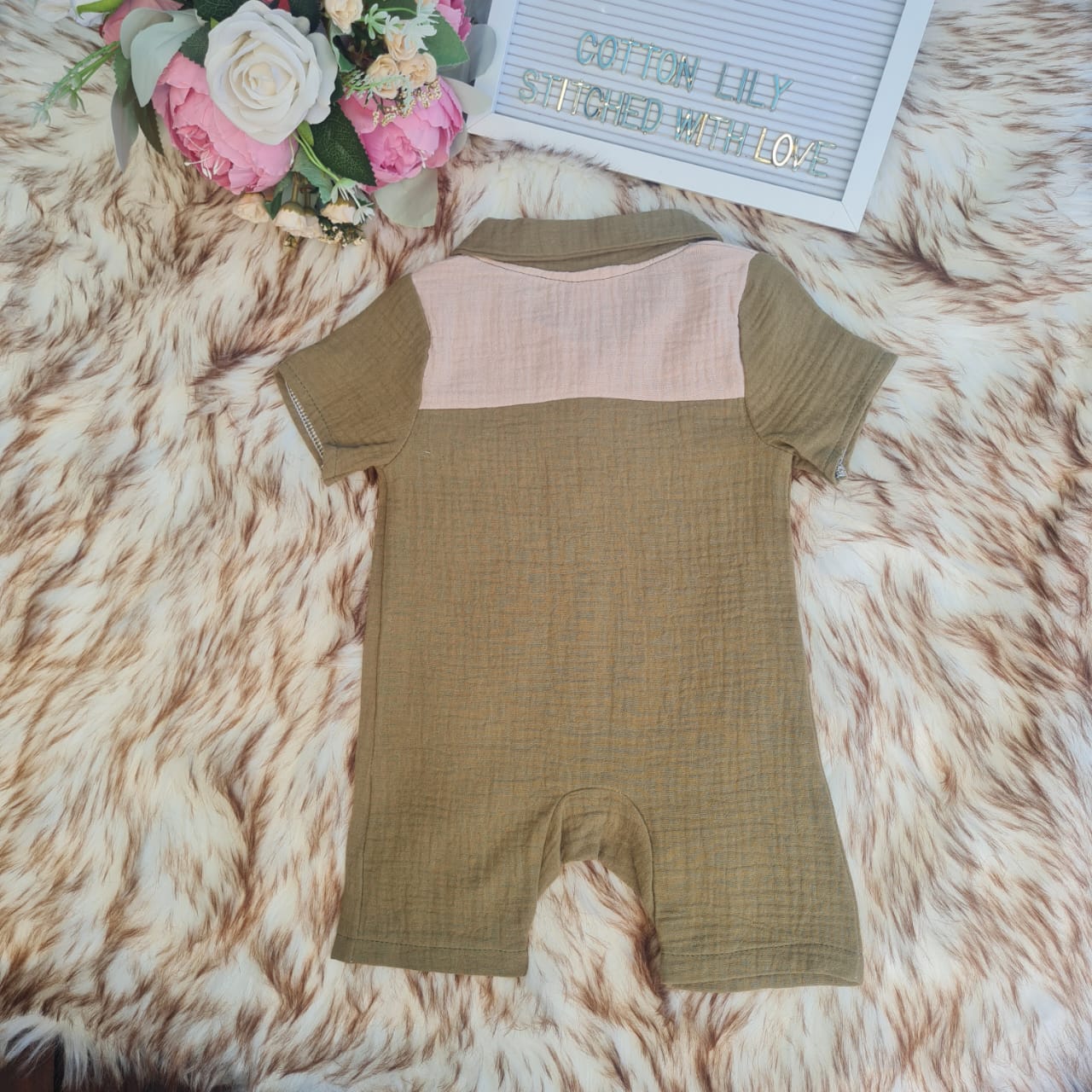 BOYS KHAKI ROMPER