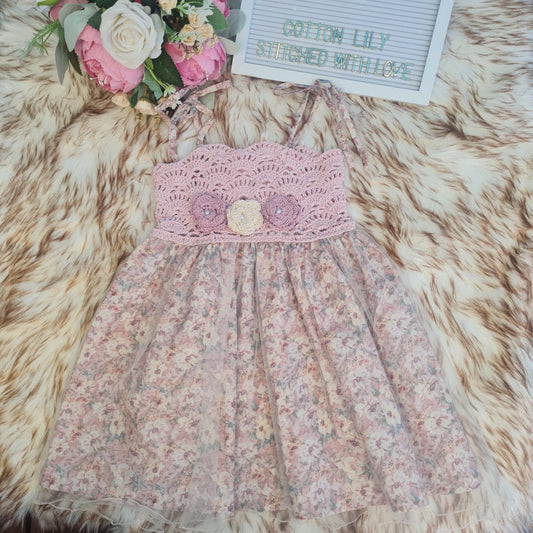PINK CROCHET DRESS 2-3 YEARS