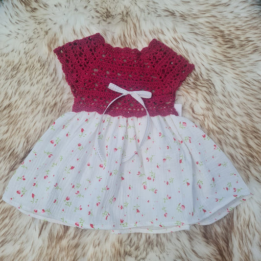 Red crochet dress 3-6 months